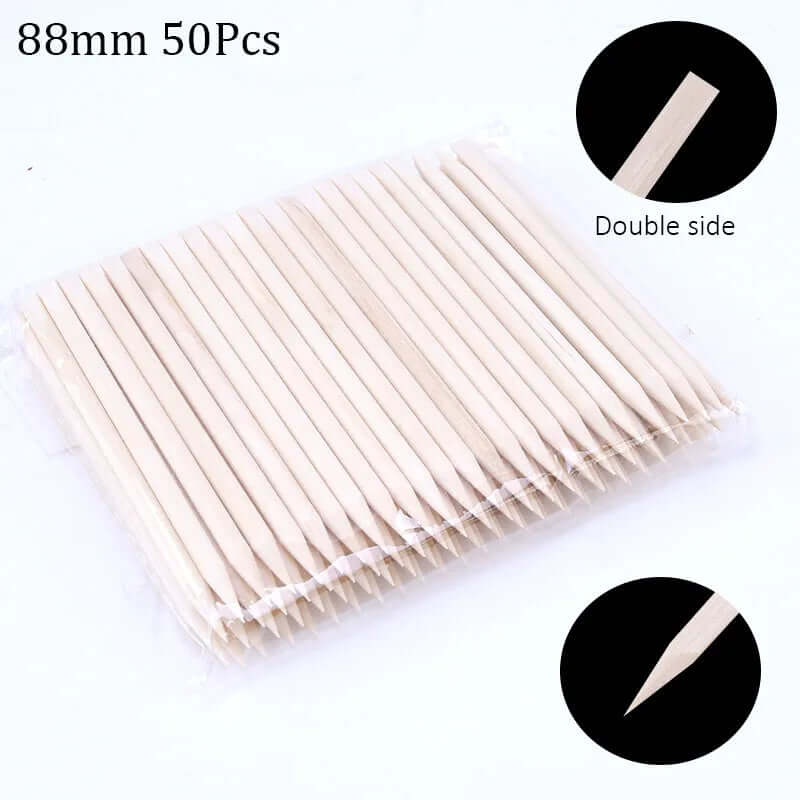 Nail Art Pusher & Cuticle Remover Kit – Wood Sticks, 100/50 Pack