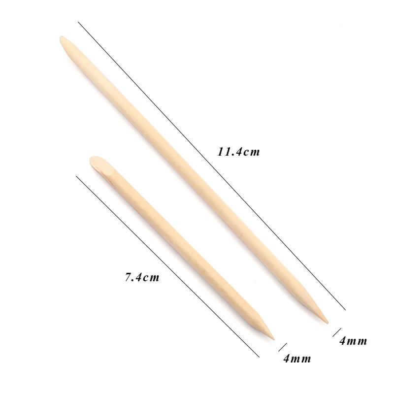 Nail Art Pusher & Cuticle Remover Kit – Wood Sticks, 100/50 Pack