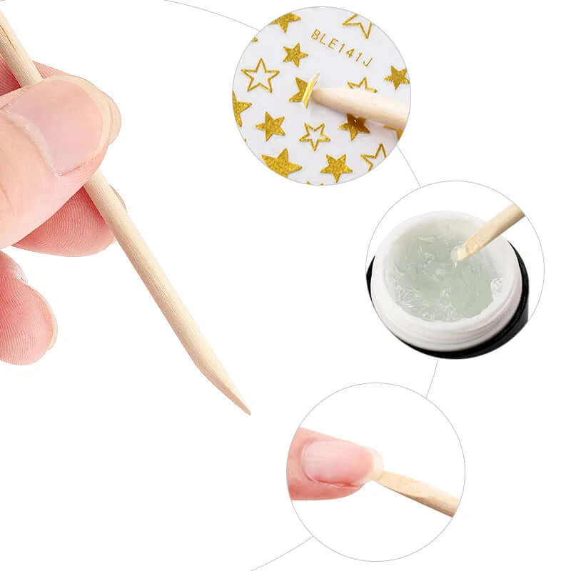 Nail Art Pusher & Cuticle Remover Kit – Wood Sticks, 100/50 Pack