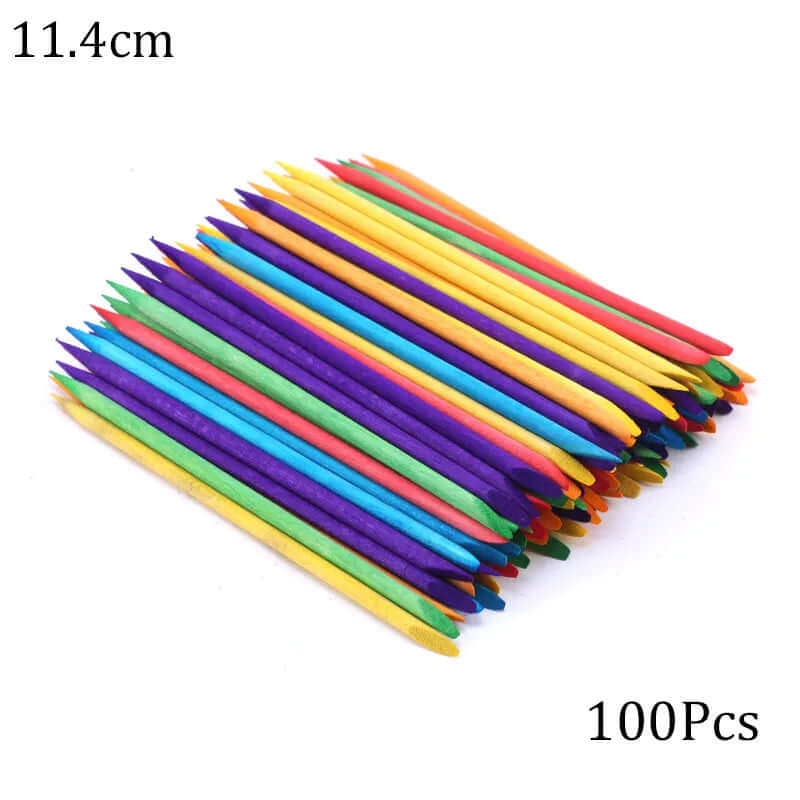Nail Art Pusher & Cuticle Remover Kit – Wood Sticks, 100/50 Pack