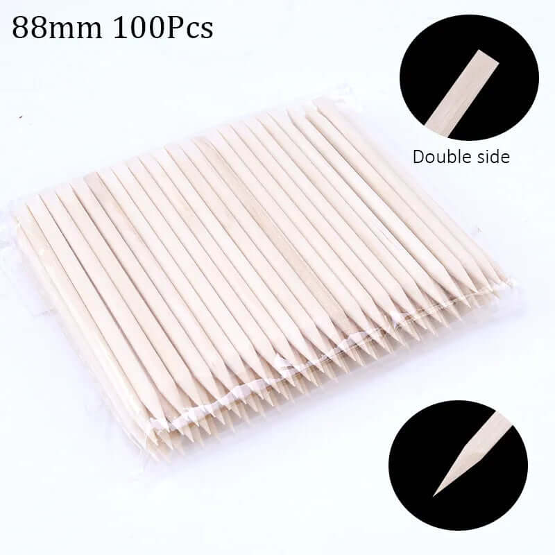 Nail Art Pusher & Cuticle Remover Kit – Wood Sticks, 100/50 Pack