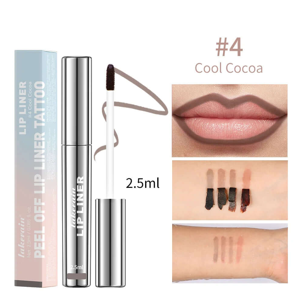 Waterproof Lip Liner with Peel-Off Lip Gloss — Matte Brown Tint, Tear-Off Stain