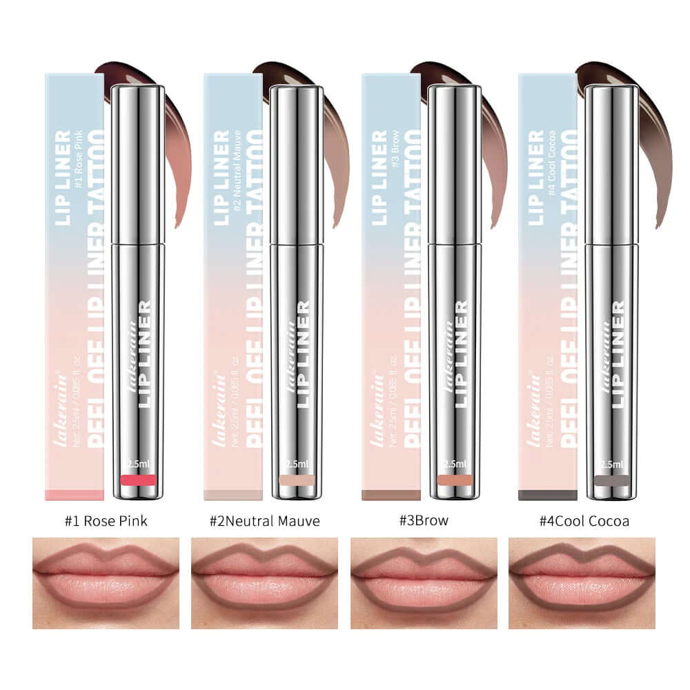 Waterproof Lip Liner with Peel-Off Lip Gloss — Matte Brown Tint, Tear-Off Stain