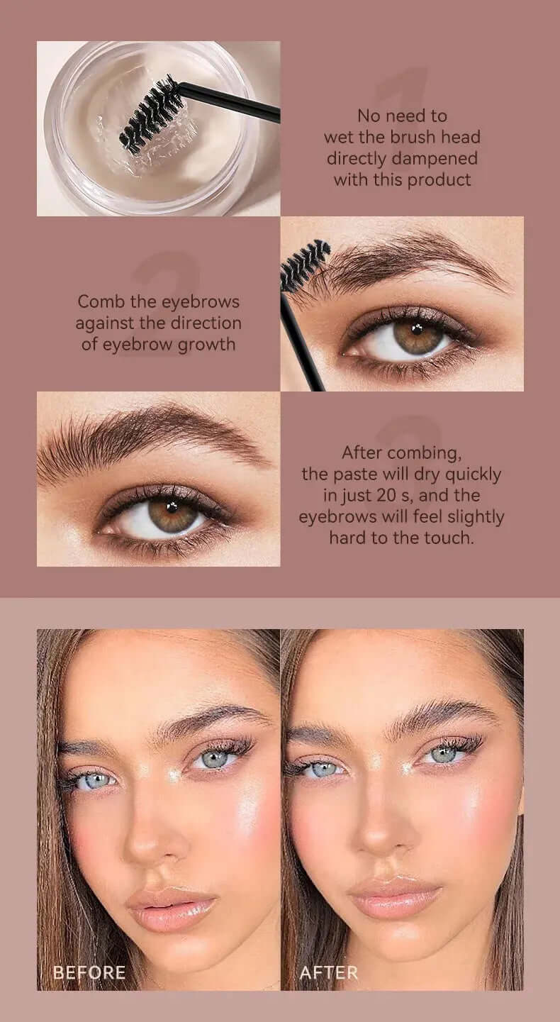 Waterproof 3D Brow Styling Cream – 1pc Quick-Dry Eyebrow Gel Wax