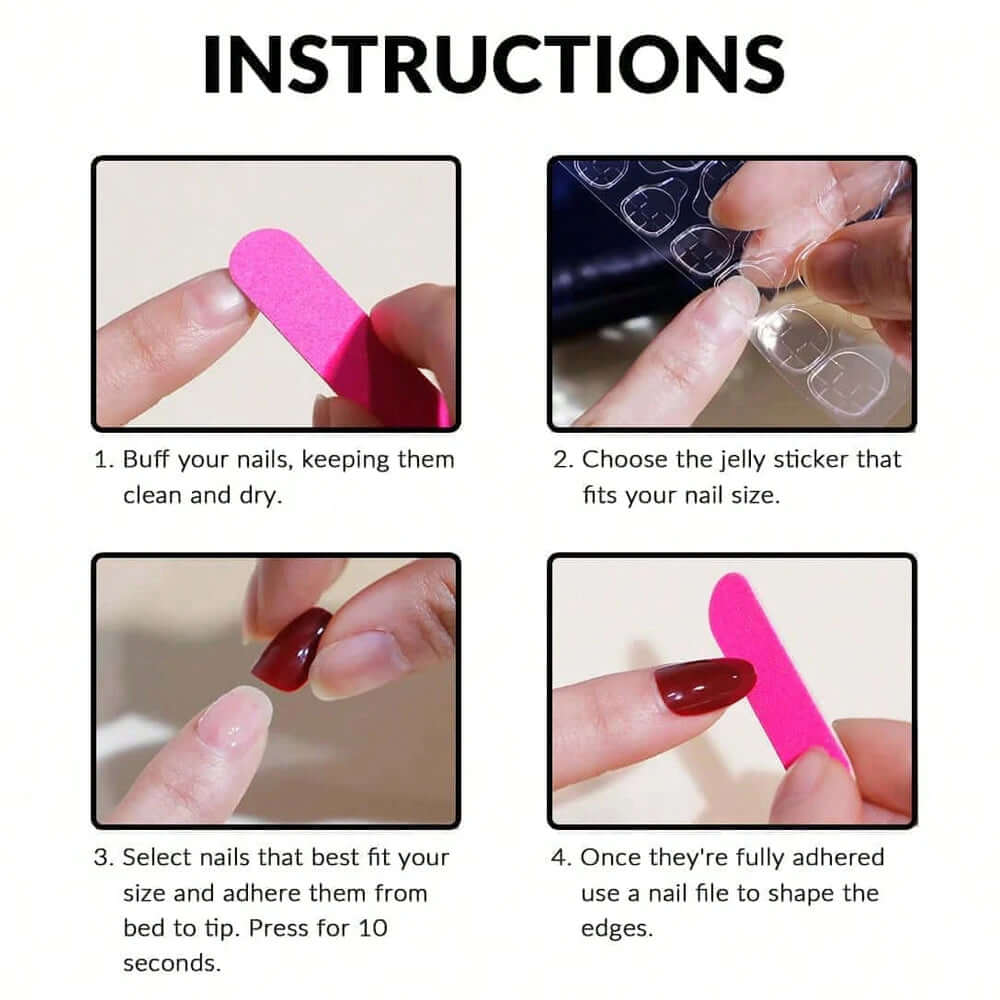 Glossy Pink Press-On Nails 24pcs – Medium Square, Full-Cover Fake Nails
