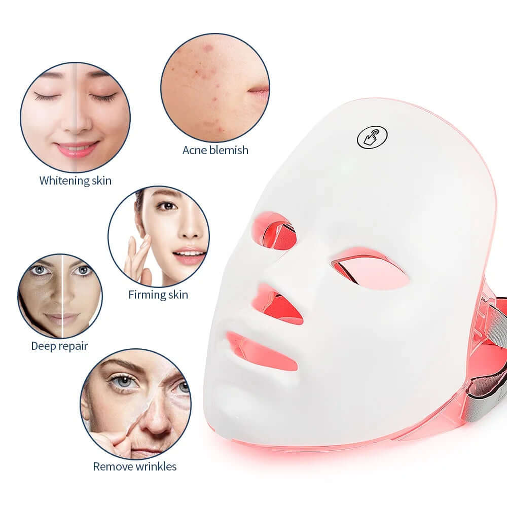 Wireless LED Face Mask – 7-Color Light Therapy for Face & Neck