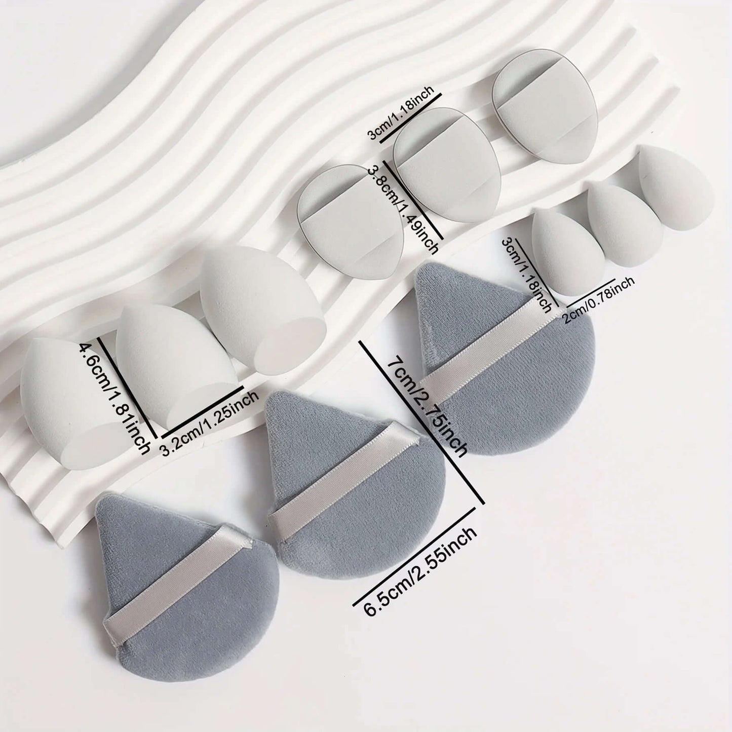 Premium 12-Piece Sponge Set — Loose Powder Puffs, Air Cushions, Beauty Eggs, Mini Sponges.