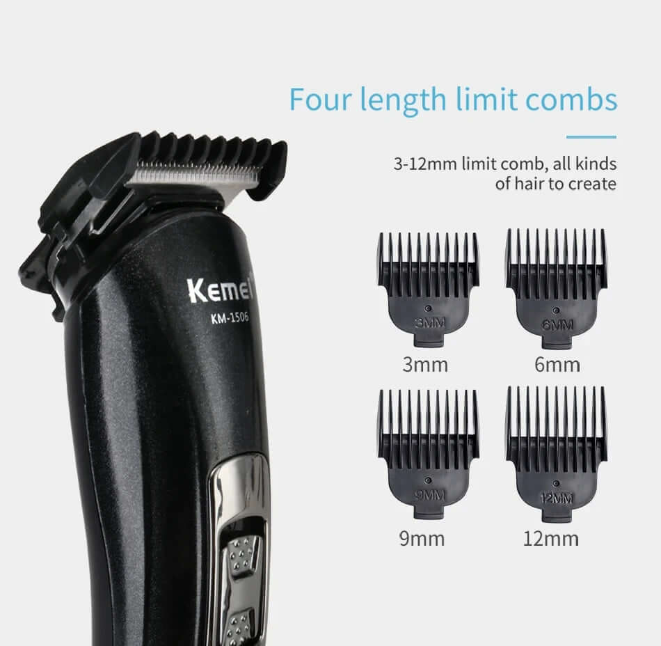 3-in-1 Electric Shaver KM-1506 — USB Rechargeable Trimmer for Hair, Nose, and Shaving