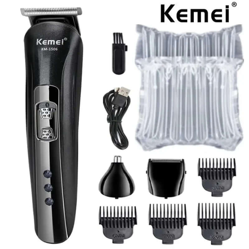 3-in-1 Electric Shaver KM-1506 — USB Rechargeable Trimmer for Hair, Nose, and Shaving