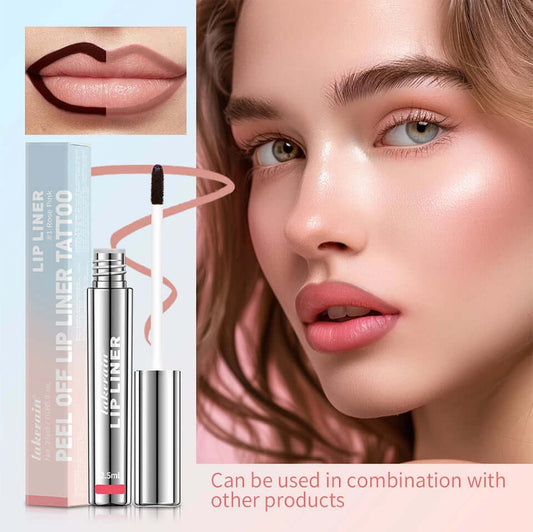 Waterproof Lip Liner with Peel-Off Lip Gloss — Matte Brown Tint, Tear-Off Stain