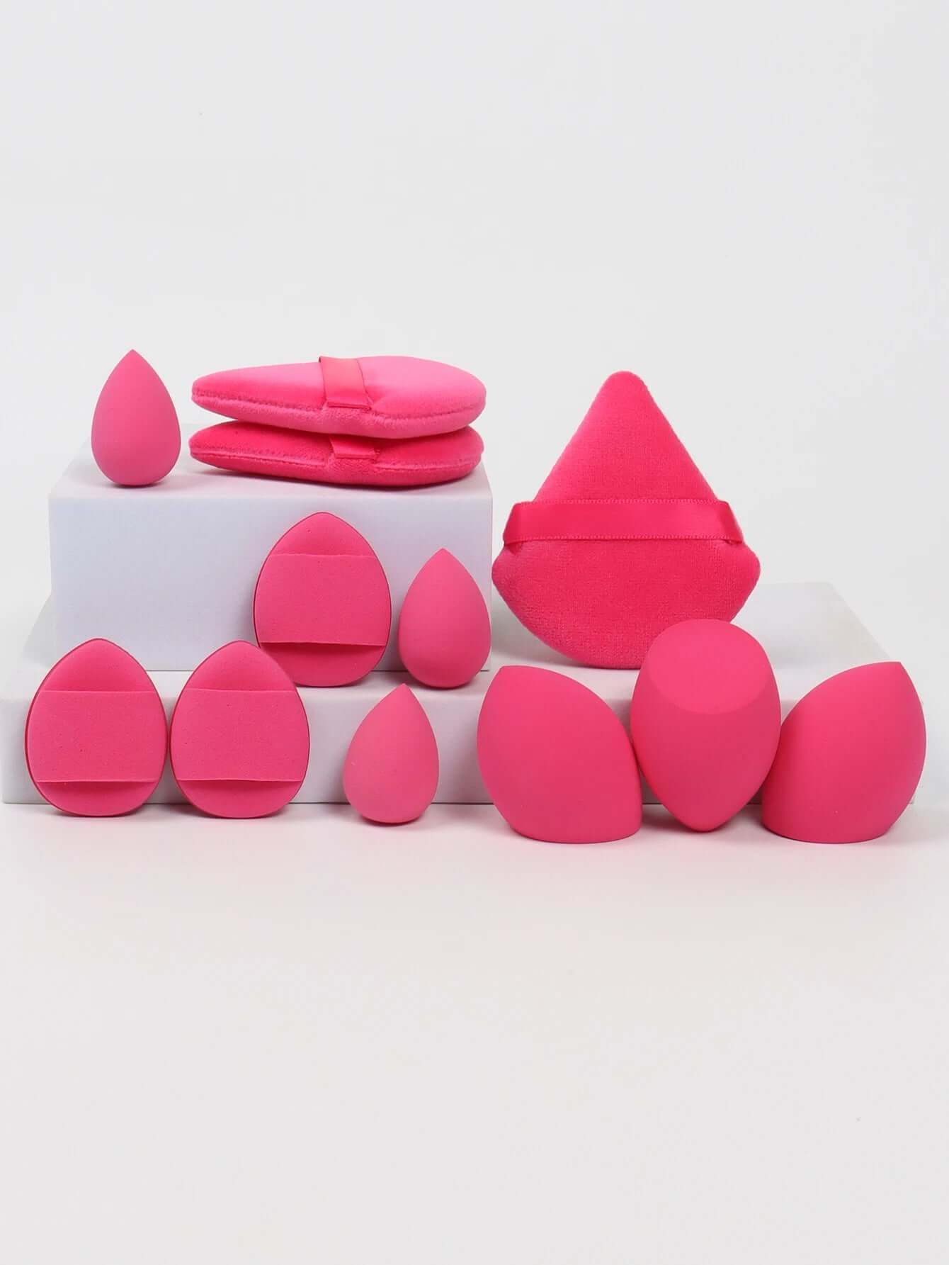 Premium 12-Piece Sponge Set — Loose Powder Puffs, Air Cushions, Beauty Eggs, Mini Sponges.