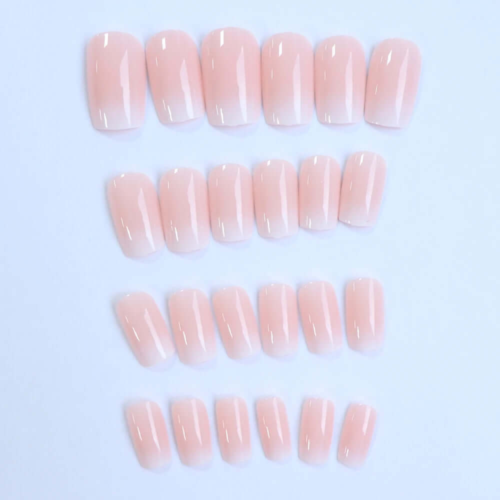 Glossy Pink Press-On Nails 24pcs – Medium Square, Full-Cover Fake Nails
