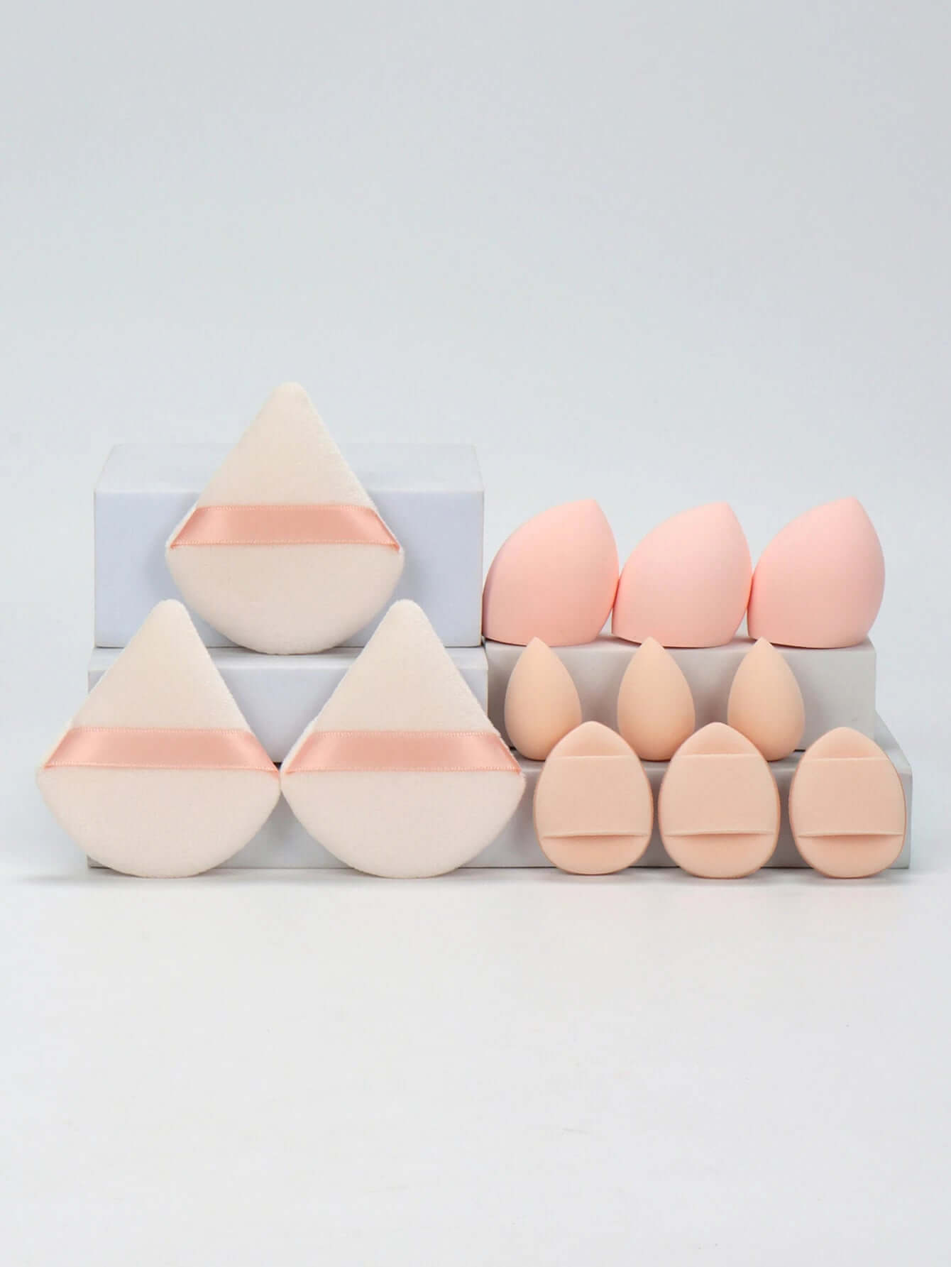 Premium 12-Piece Sponge Set — Loose Powder Puffs, Air Cushions, Beauty Eggs, Mini Sponges.