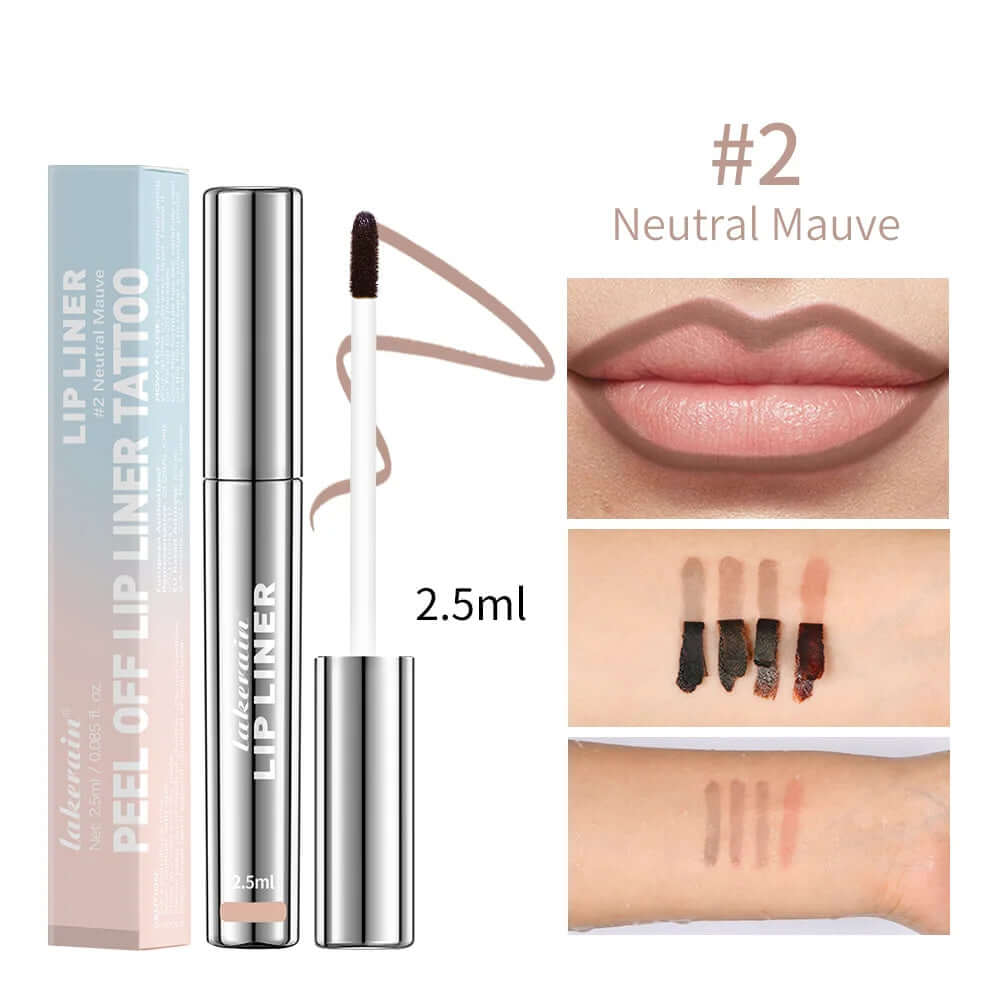 Waterproof Lip Liner with Peel-Off Lip Gloss — Matte Brown Tint, Tear-Off Stain