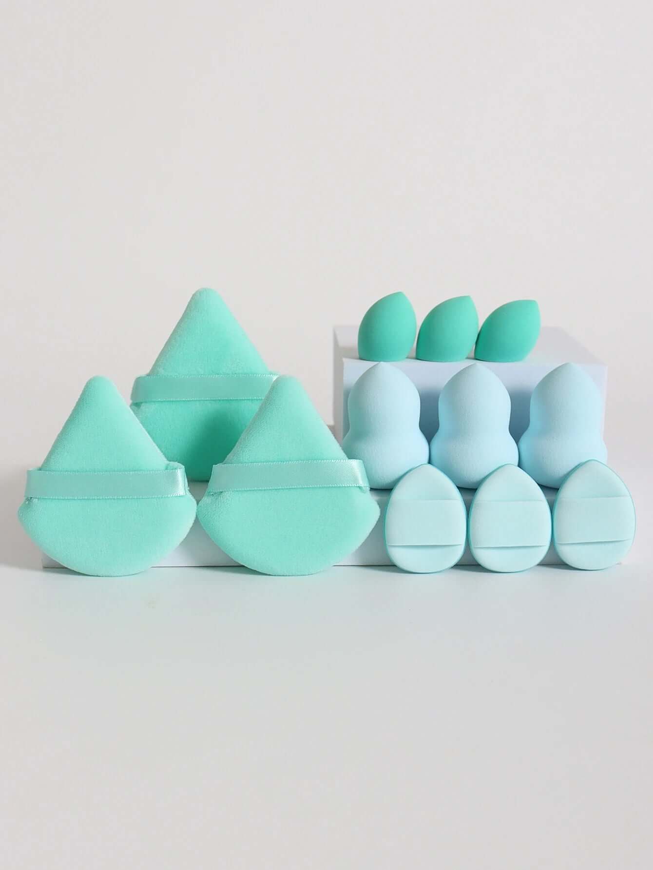 Premium 12-Piece Sponge Set — Loose Powder Puffs, Air Cushions, Beauty Eggs, Mini Sponges.