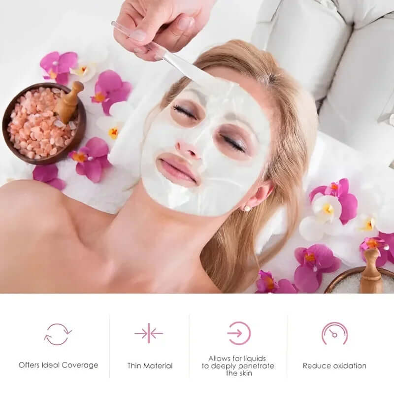 Disposable Full-Face Mask with Neck Stickers – Transparent Paper Wrap (500/100 Pcs)