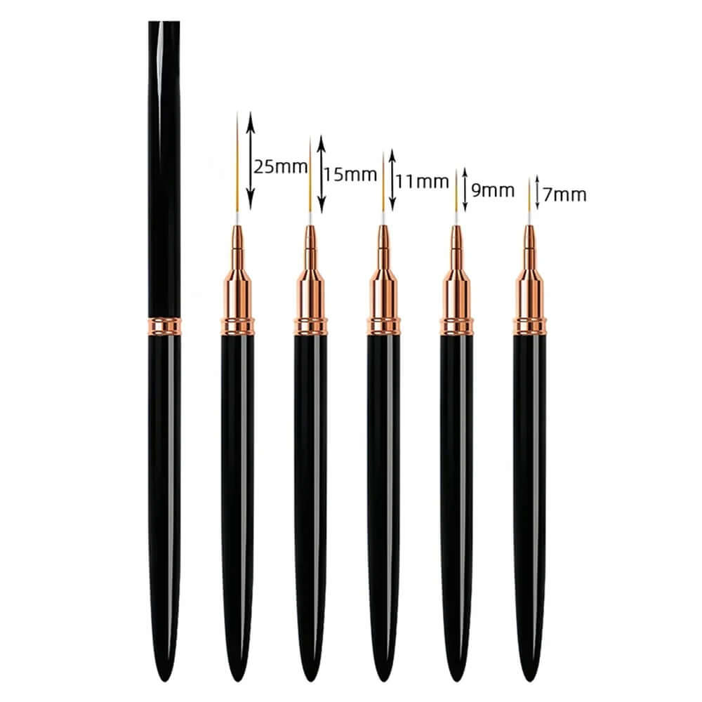 Nail Brush Pen 5pcs Set — Nail Art Liner Brushes for Elongated Striping & Drawing (Professional)