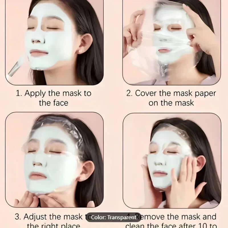 Disposable Full-Face Mask with Neck Stickers – Transparent Paper Wrap (500/100 Pcs)