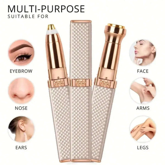 2-In-1 Eyebrow Razor and Hair Shaver (Rechargeable) with LED Light — Lips, Eyebrows, Peach Fuzz