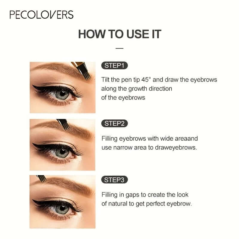 6-Color 1-Piece Eyebrow Pen — Waterproof, 4 Tips for Brows & Tattoo-Style Look