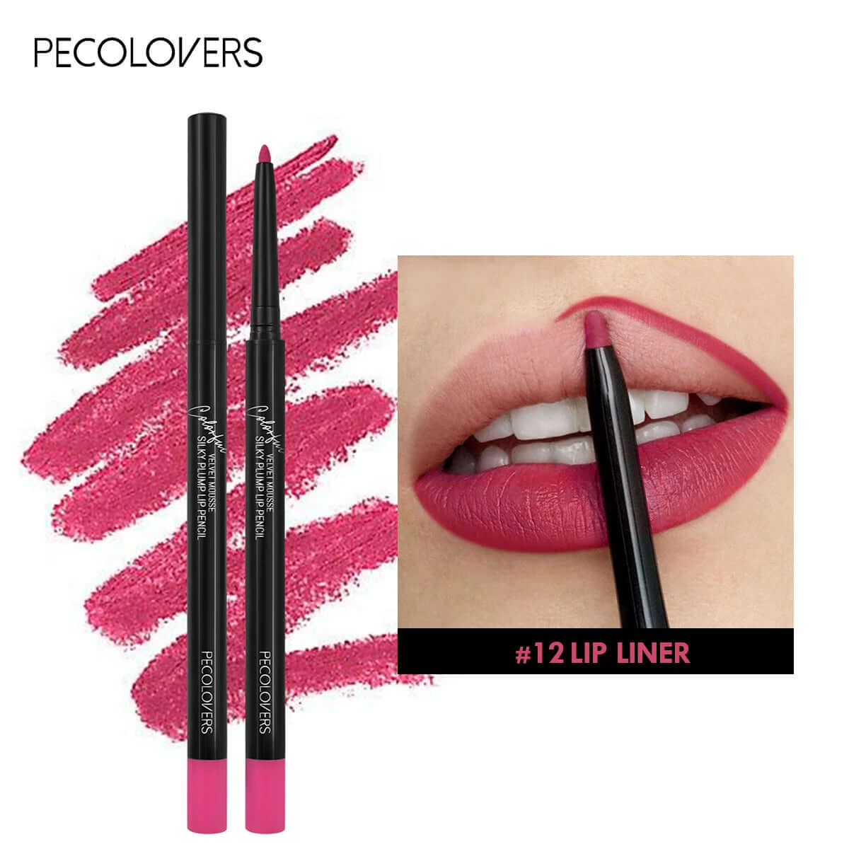 12-Color Waterproof Matte Lipliner Pencils — Red Contour Tint, Long-Lasting Lipstick