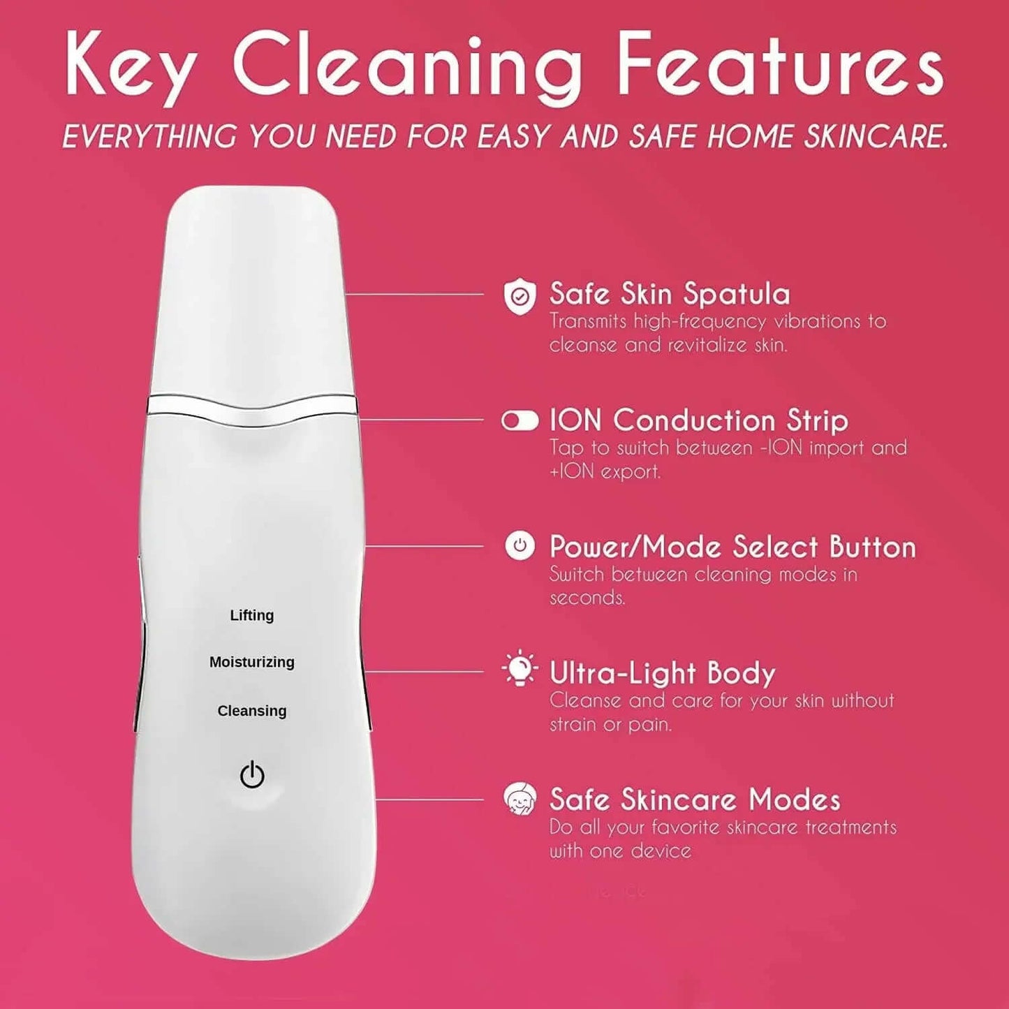 Ultrasonic Face Cleaning Scrubber – Deep Cleansing, Pore Peeling