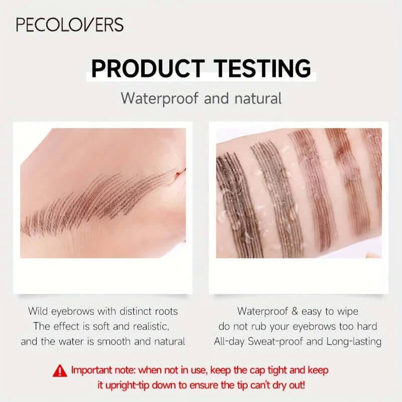 6-Color 1-Piece Eyebrow Pen — Waterproof, 4 Tips for Brows & Tattoo-Style Look