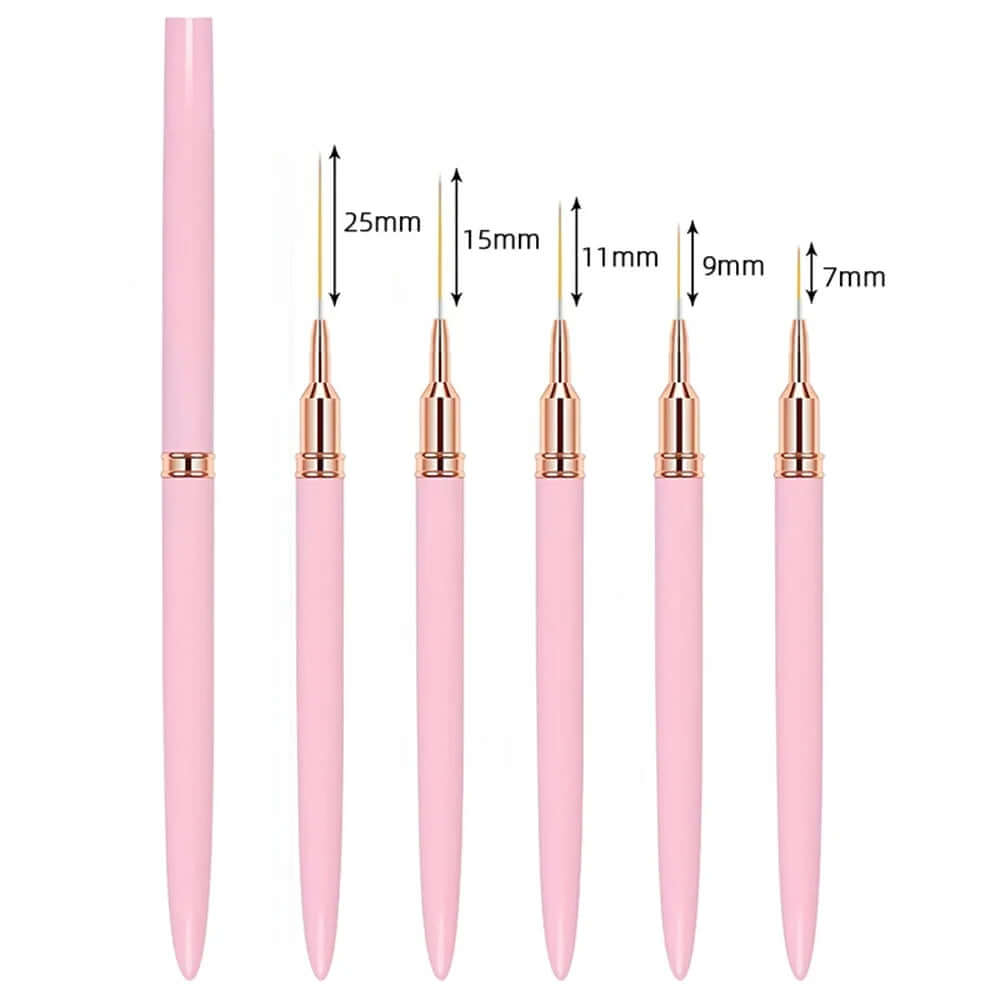 Nail Brush Pen 5pcs Set — Nail Art Liner Brushes for Elongated Striping & Drawing (Professional)
