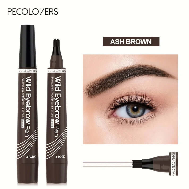 6-Color 1-Piece Eyebrow Pen — Waterproof, 4 Tips for Brows & Tattoo-Style Look