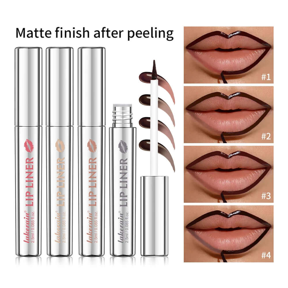 Waterproof Lip Liner with Peel-Off Lip Gloss — Matte Brown Tint, Tear-Off Stain
