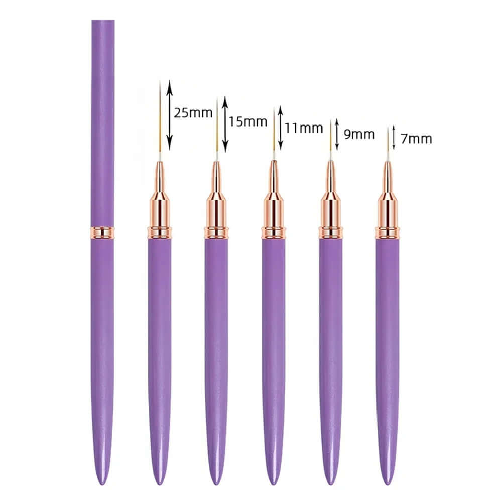 Nail Brush Pen 5pcs Set — Nail Art Liner Brushes for Elongated Striping & Drawing (Professional)