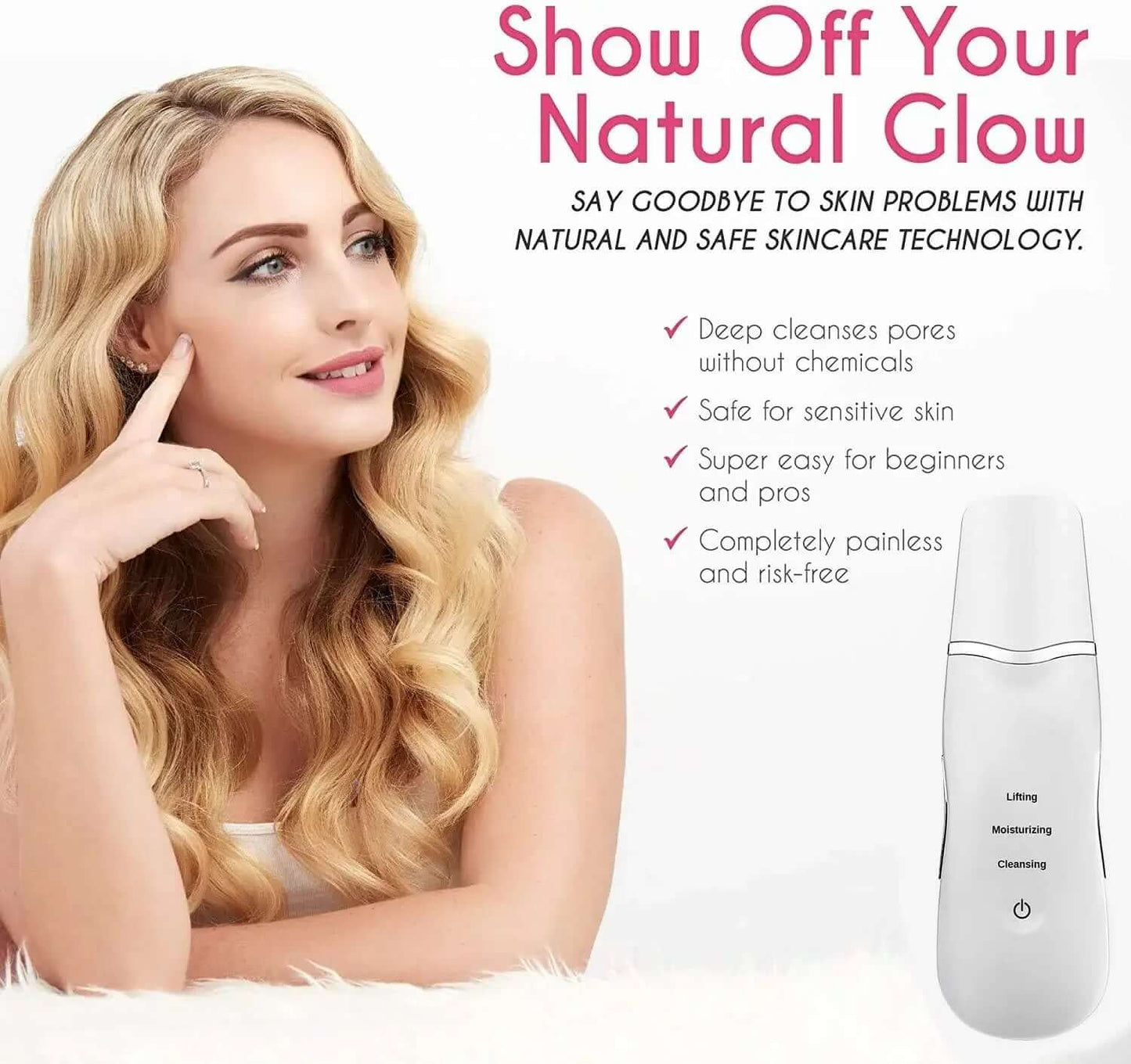 Ultrasonic Face Cleaning Scrubber – Deep Cleansing, Pore Peeling
