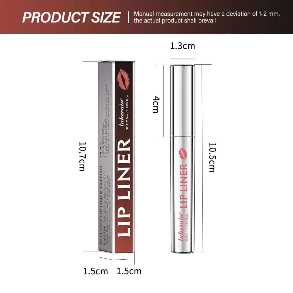 Waterproof Lip Liner with Peel-Off Lip Gloss — Matte Brown Tint, Tear-Off Stain