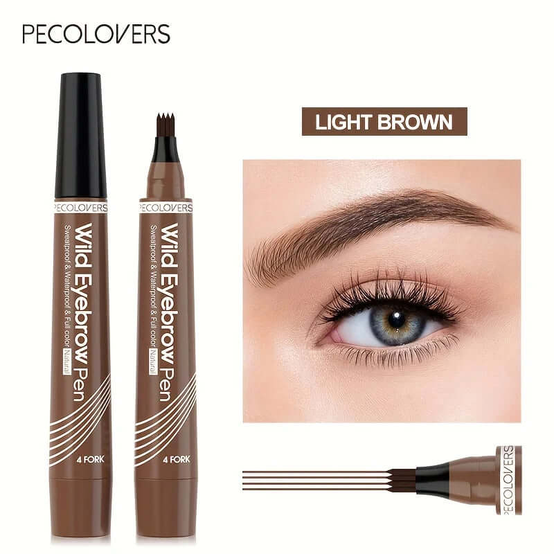6-Color 1-Piece Eyebrow Pen — Waterproof, 4 Tips for Brows & Tattoo-Style Look