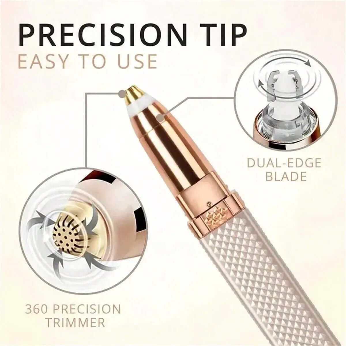 2-In-1 Eyebrow Razor and Hair Shaver (Rechargeable) with LED Light — Lips, Eyebrows, Peach Fuzz