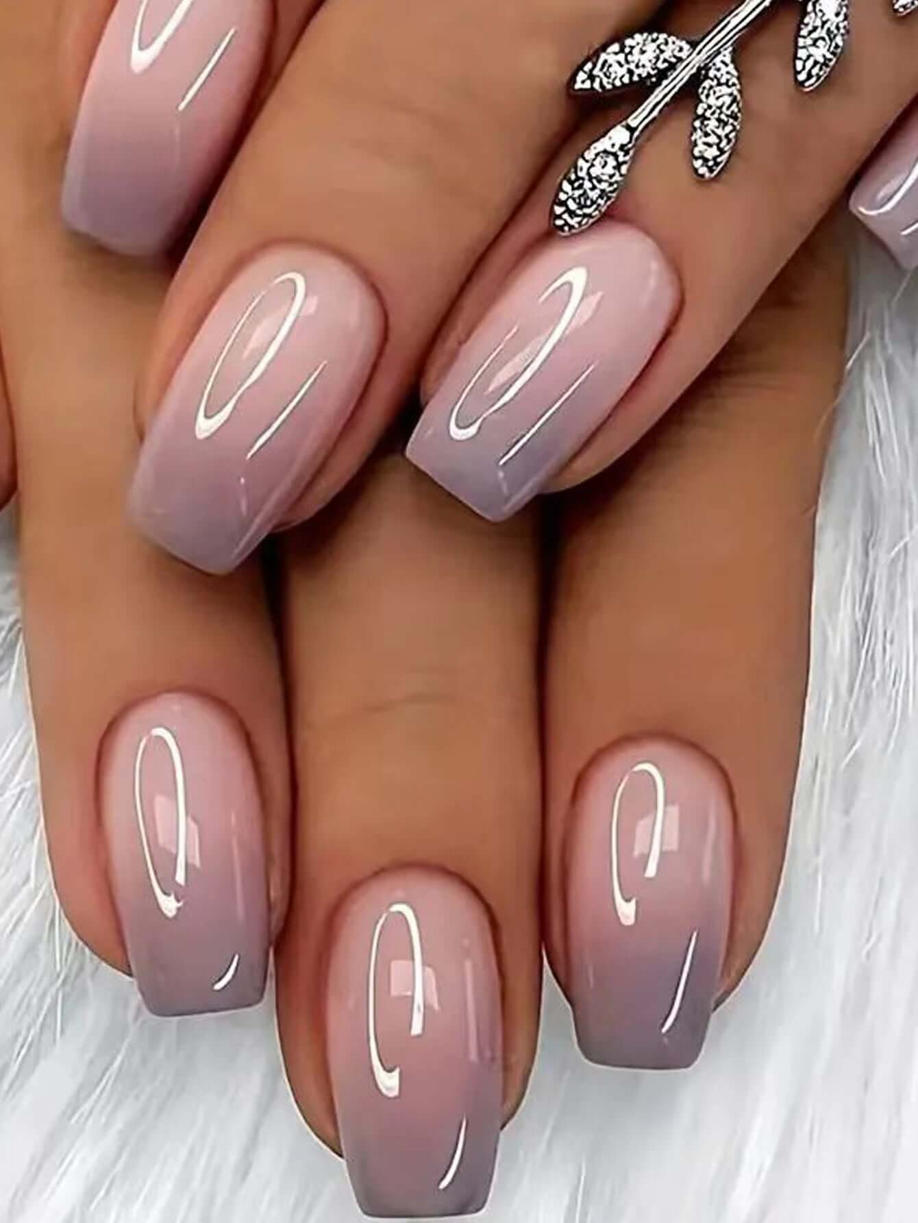 Glossy Pink Press-On Nails 24pcs – Medium Square, Full-Cover Fake Nails