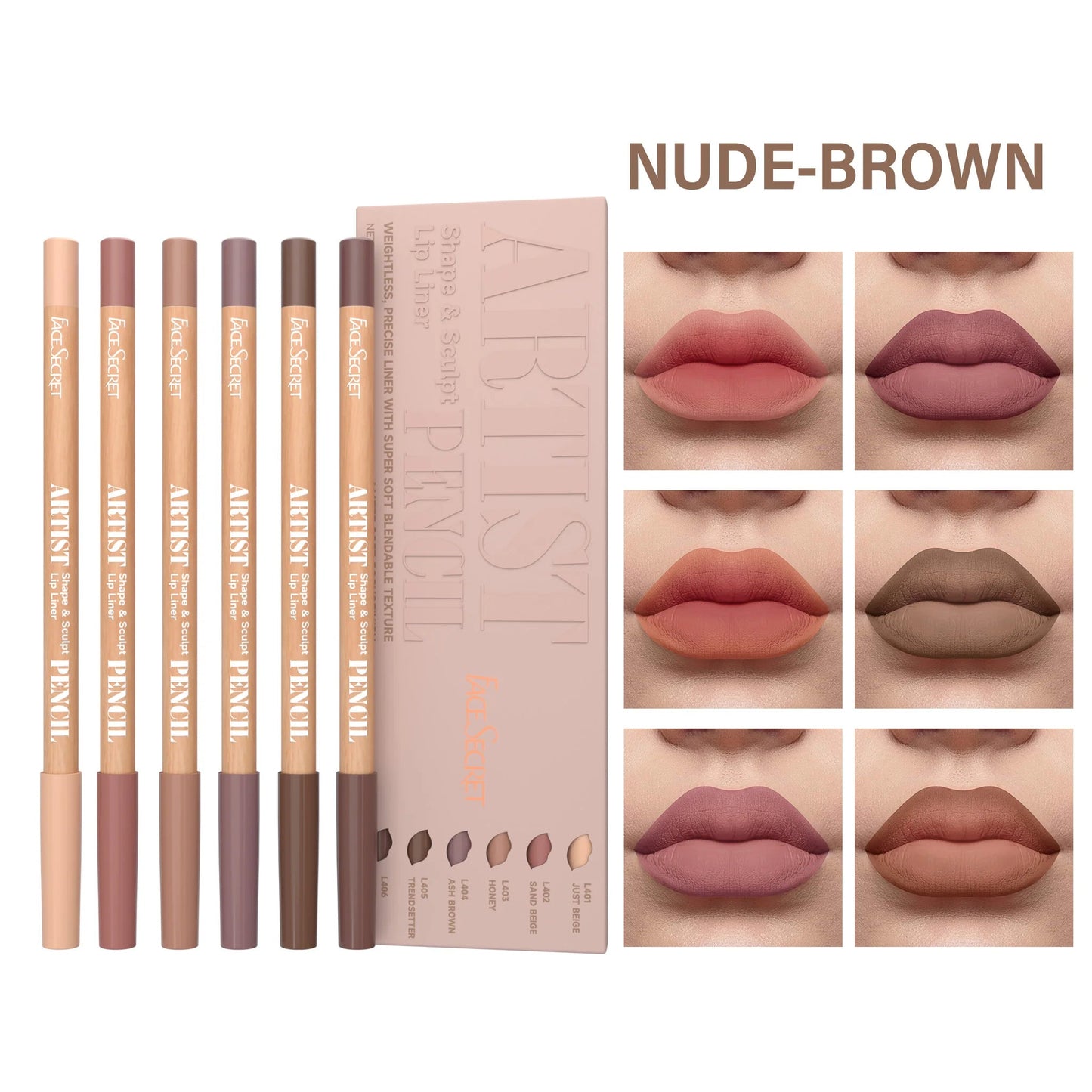 Artist Shape Lip Liner Set — 6 Color Matte, Ultra-Soft & Blendable Texture