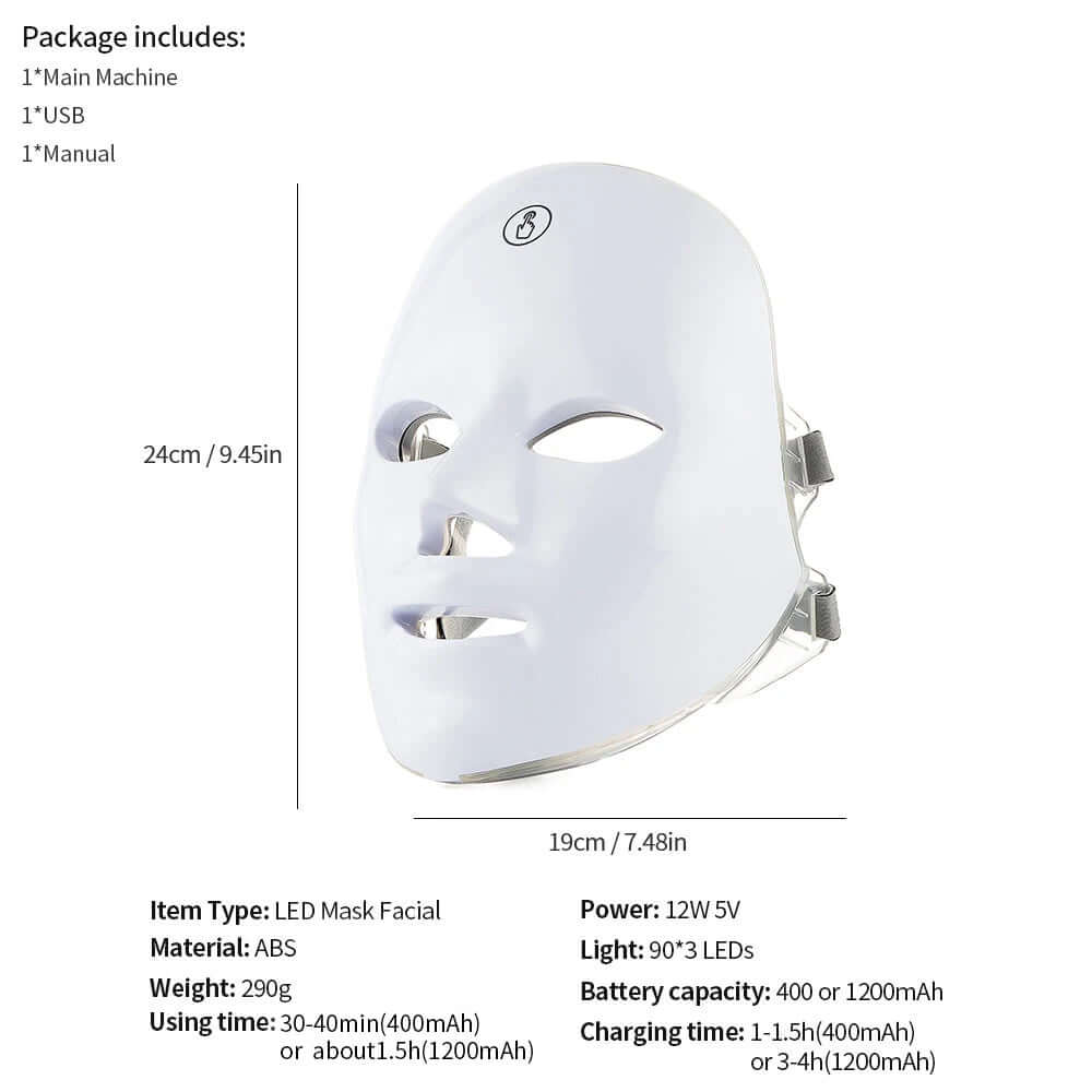 Wireless LED Face Mask – 7-Color Light Therapy for Face & Neck
