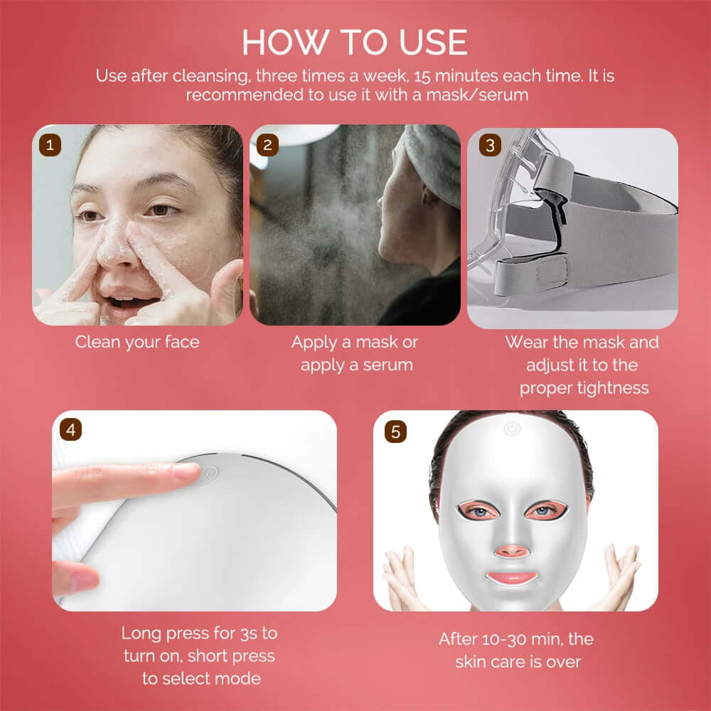 Wireless LED Face Mask – 7-Color Light Therapy for Face & Neck