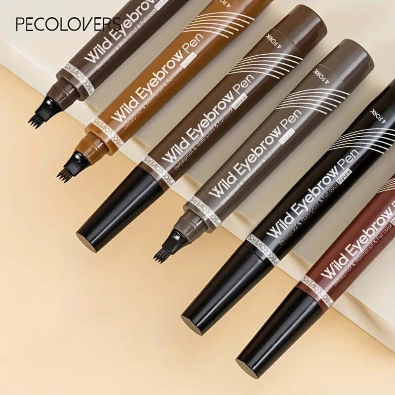 6-Color 1-Piece Eyebrow Pen — Waterproof, 4 Tips for Brows & Tattoo-Style Look