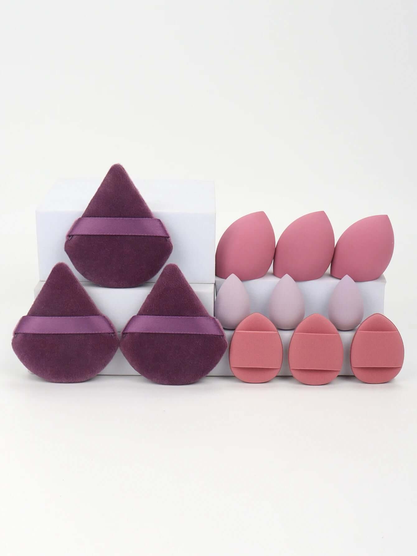 Premium 12-Piece Sponge Set — Loose Powder Puffs, Air Cushions, Beauty Eggs, Mini Sponges.