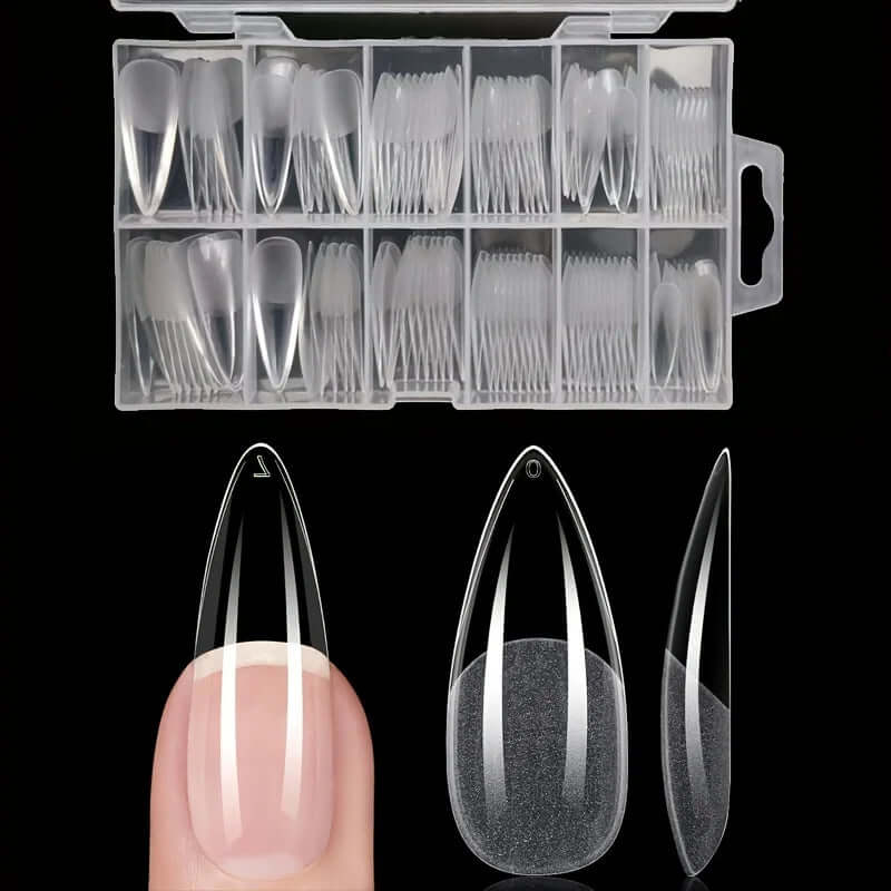 120Pcs Full Cover Press-On Nail Tips – Stiletto, Almond, Square, Coffin, French, Soak-Off Gel Extension Tips