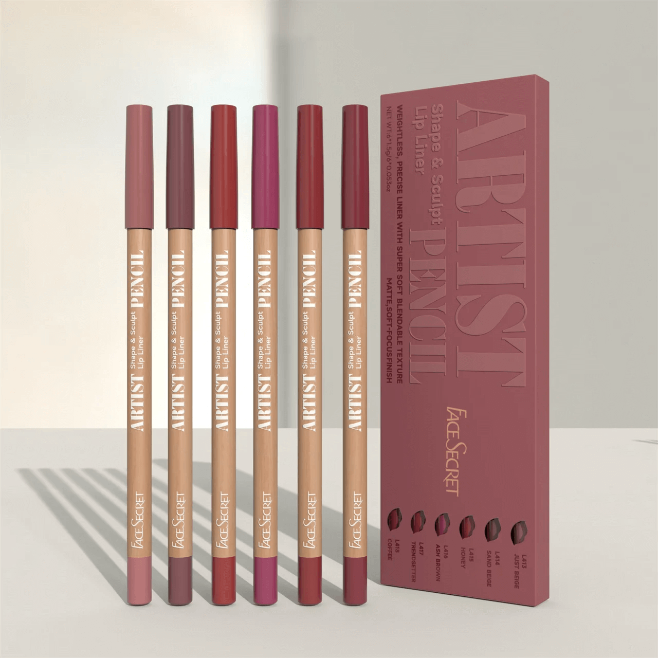 Lip Liner Pencil Set — Myelyora Artist Shape Sculpt, Matte Soft & Bendable