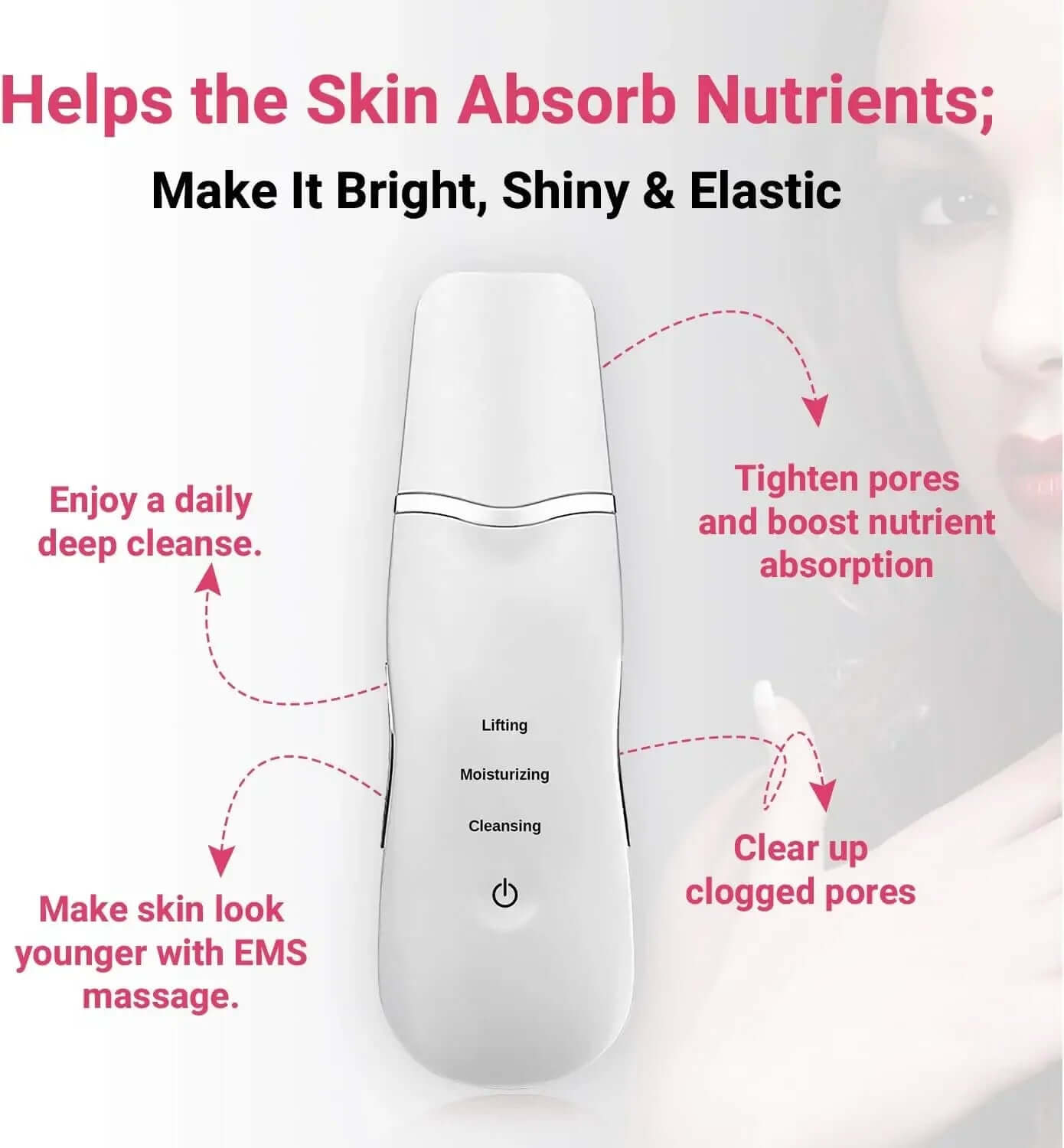 Ultrasonic Face Cleaning Scrubber – Deep Cleansing, Pore Peeling