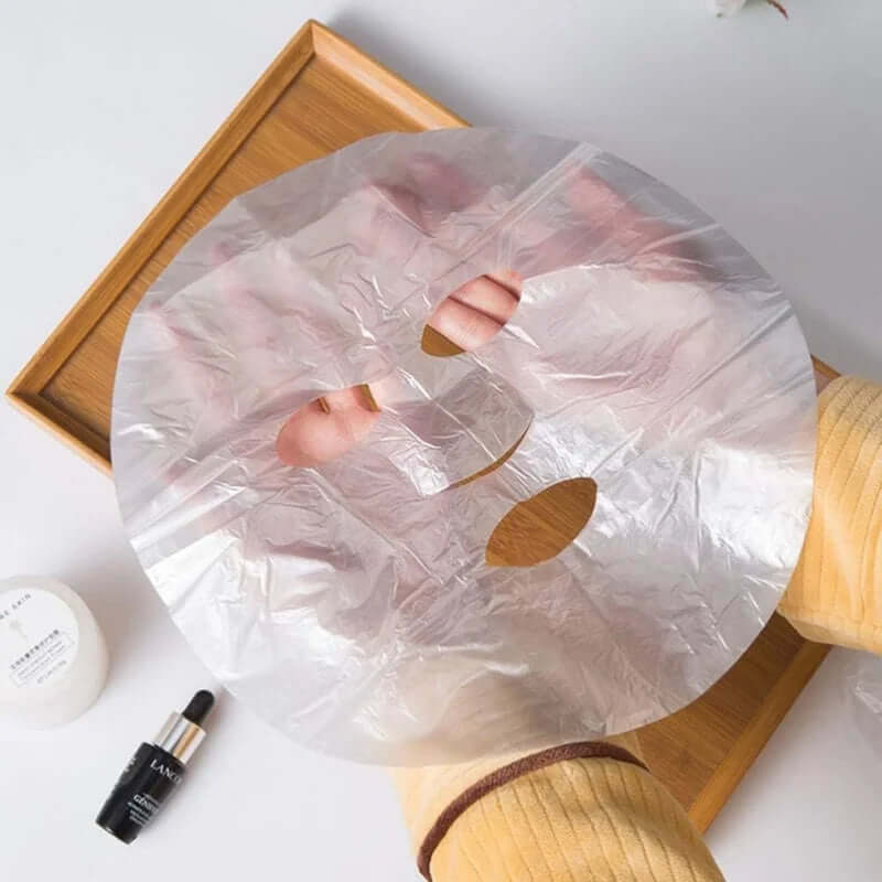 Disposable Full-Face Mask with Neck Stickers – Transparent Paper Wrap (500/100 Pcs)