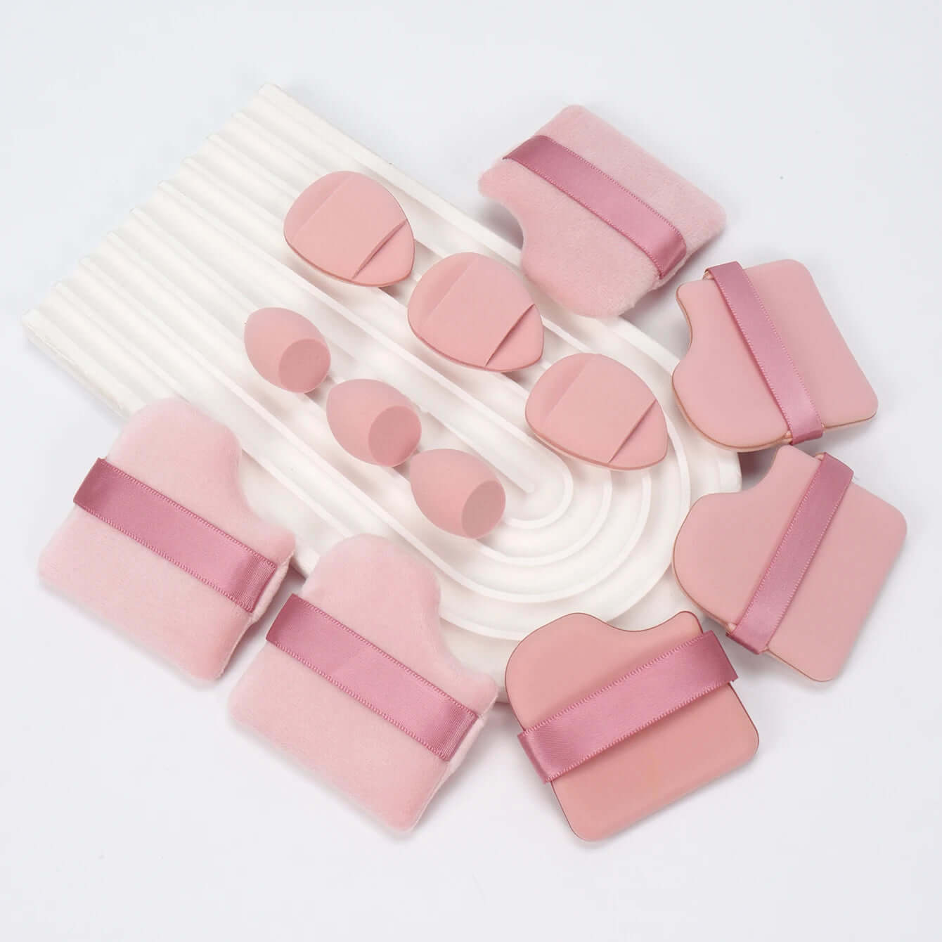 Premium 12-Piece Sponge Set — Loose Powder Puffs, Air Cushions, Beauty Eggs, Mini Sponges.