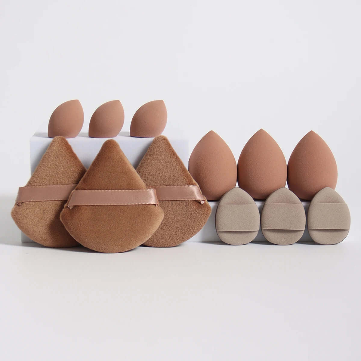 Premium 12-Piece Sponge Set — Loose Powder Puffs, Air Cushions, Beauty Eggs, Mini Sponges.