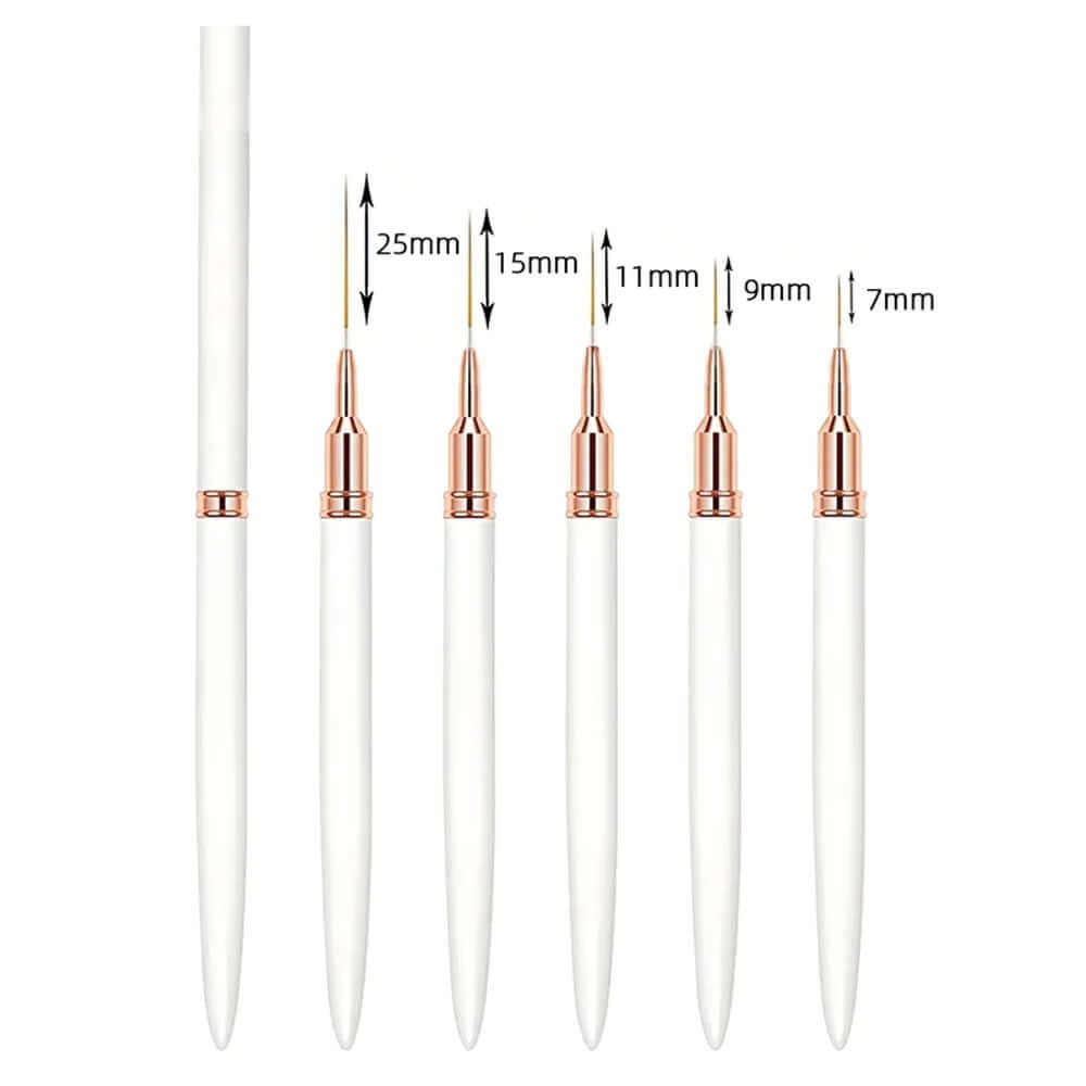 Nail Brush Pen 5pcs Set — Nail Art Liner Brushes for Elongated Striping & Drawing (Professional)