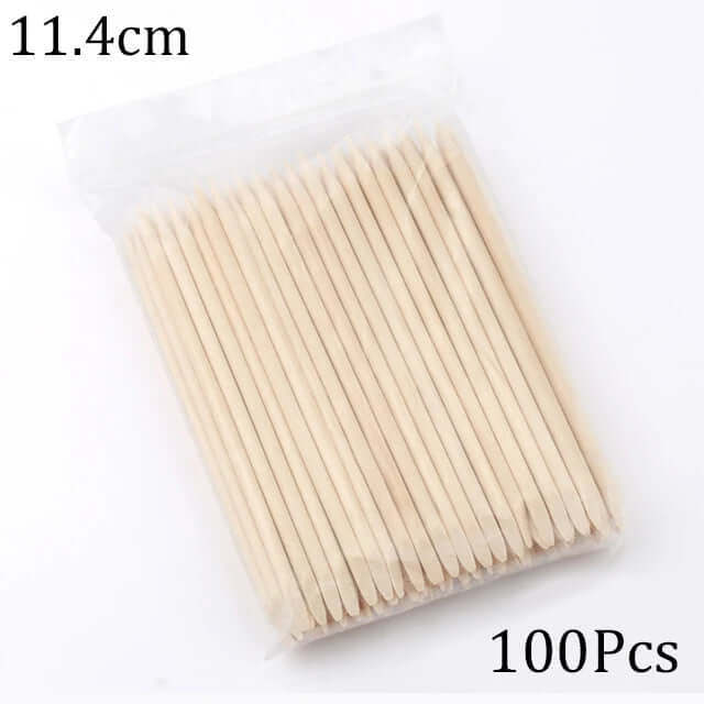 Nail Art Pusher & Cuticle Remover Kit – Wood Sticks, 100/50 Pack