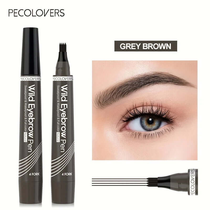 6-Color 1-Piece Eyebrow Pen — Waterproof, 4 Tips for Brows & Tattoo-Style Look